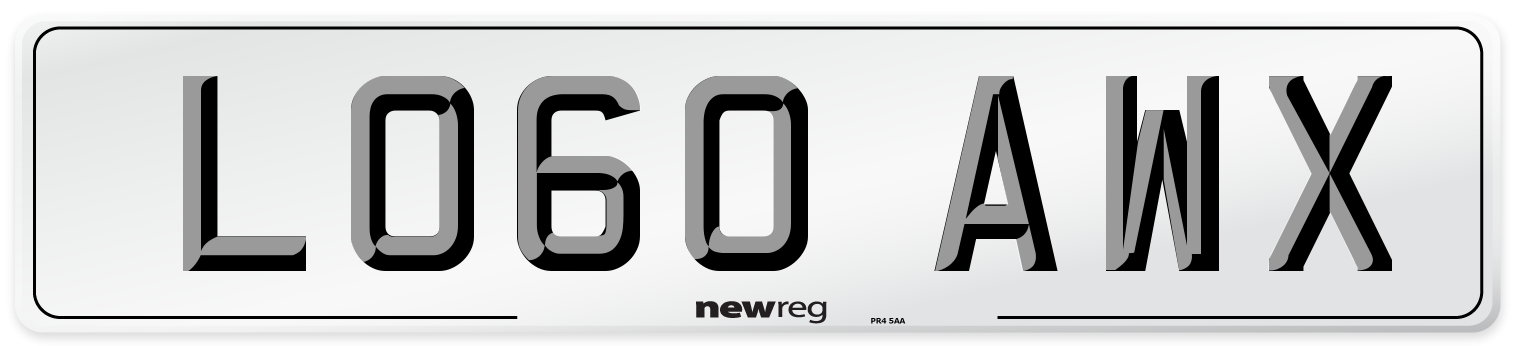 LO60 AWX Number Plate from New Reg